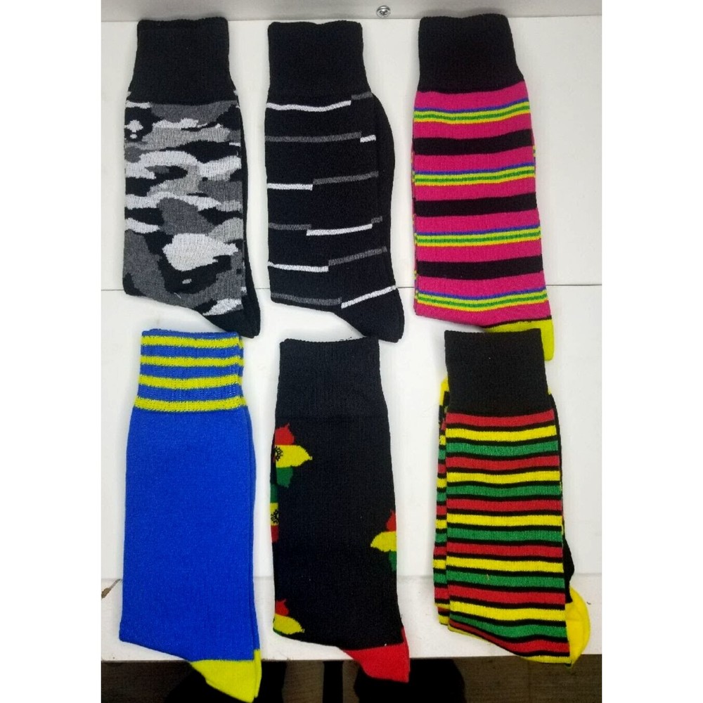 COPY - Funky Socks Men`s Multi Color Patterned Socks Sz 10-13 - 6 Pairs #30365H
